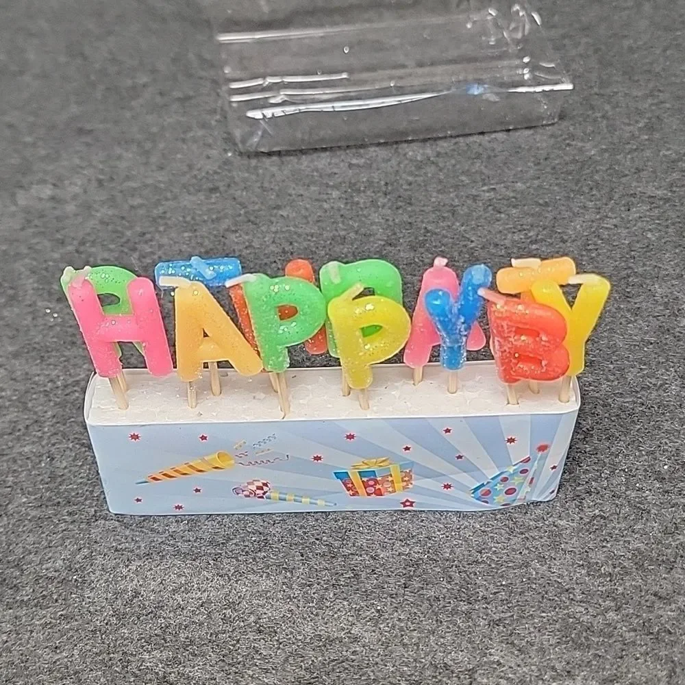 Happy Birthday Colorful Glitter Candles